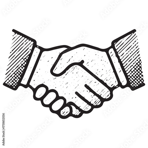 Hand-Drawn Handshake Icon for Business Agreement and Partnership
