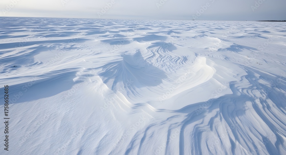 Fototapeta premium Abstract patterns of windsculpted snowdrifts in a vast expanse