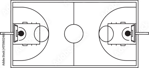 Basketball Court Top View Outline Illustration traced eed0c4a85dd4cae8790462b0c80edcd8dr on transparent background