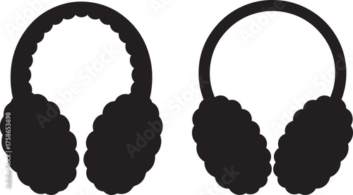 Two black earmuffs displayed in a silhouette silhouette