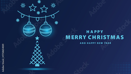 Blue Winter Decorations Garland Ornaments Tree Vector for Holiday Greeting Cards