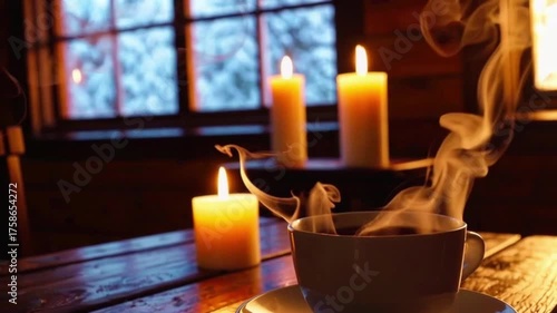 Burning candles cast a warm, flickering yellow light in the dark church, symbolizing a celebration of religion