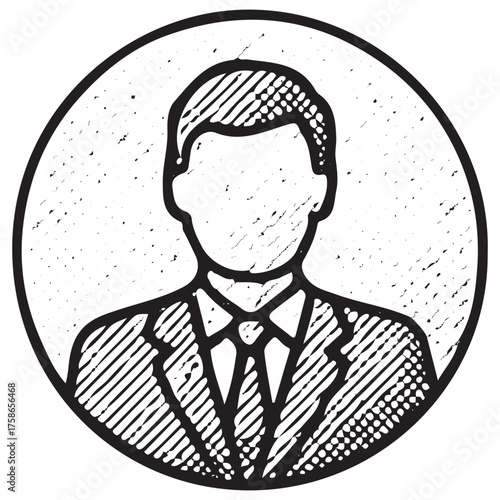 Hand-Drawn Businessman Profile Icon for Professional Networking