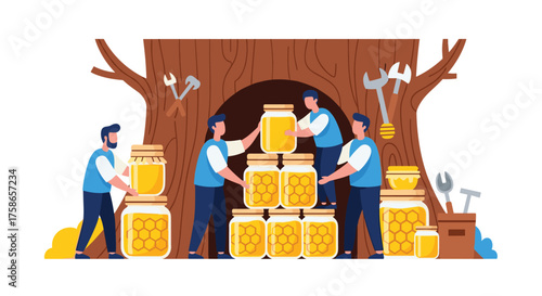 Teamwork Inspiring Collaboration in Sweet Honey Production and Harvesting Process