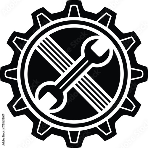 repair service icons with wrench and gear .eps