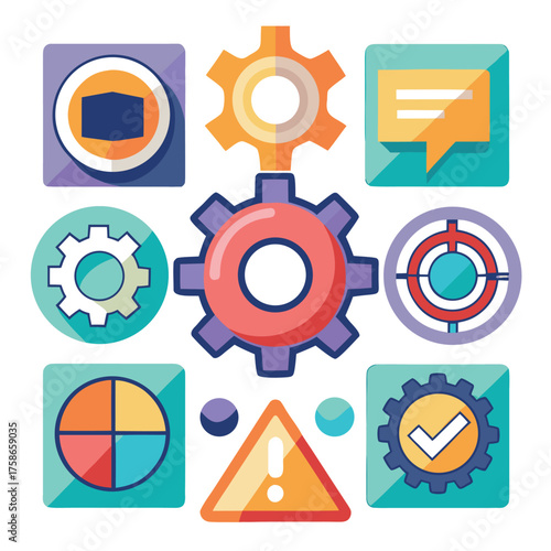 settings  gear  and configuration icons vector set.eps