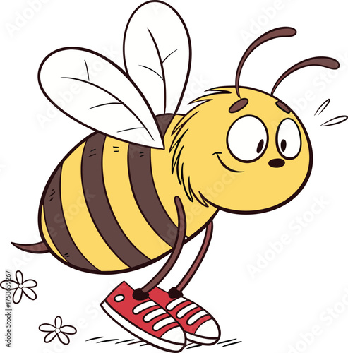 Cartoon Bee in Sneakers A Playful Illustration of a Buzzing Insect