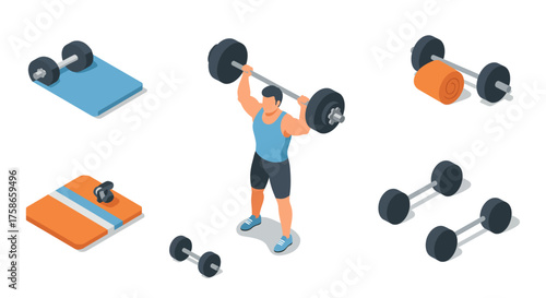 Isometric fitness equipment and weightlifting concept art
