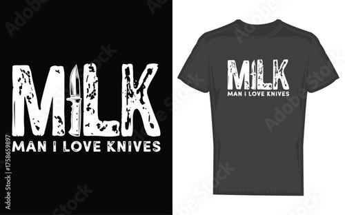 Funny milk acronym design featuring a silhouette of a person holding knives perfect for a knife collector or someone with a dark sense of humor