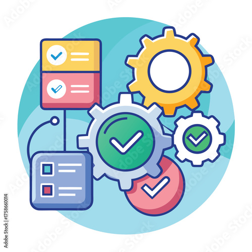 task optimization icon set with gears .eps