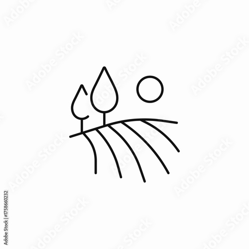 agricultural field trees icon sign vector