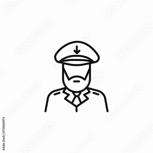 bearded naval captain icon sign vector
