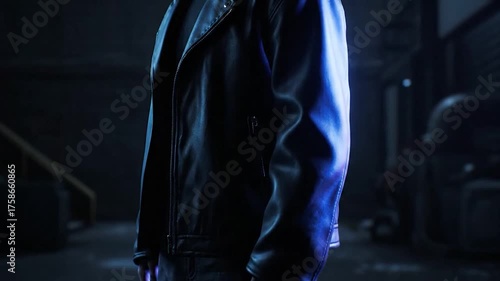 Mysterious Figure in Blue Light.