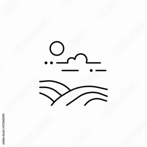 cloudy field landscape icon sign vector