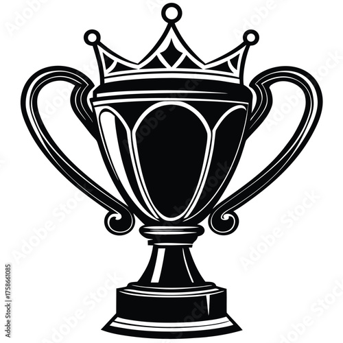 vector royal trophy with crown top  clean flat sty.eps