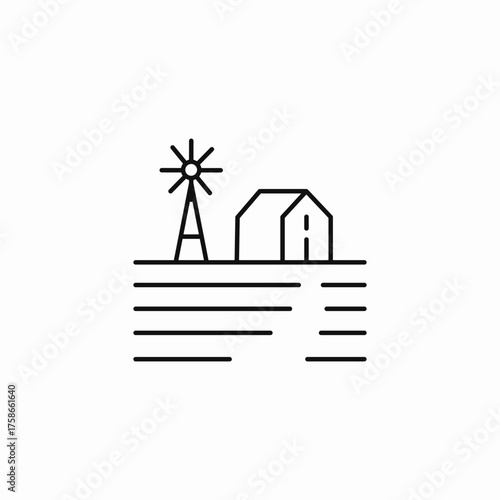 farm windmill house icon sign vector
