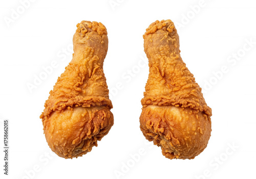 Crispy golden fried chicken drumsticks image isolated on a transparent background