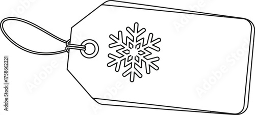 Snowflake tag winter holiday christmas sale gift present price label outline