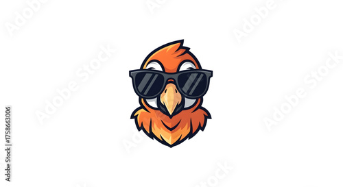 Trendy orange bird mascot wearing sunglasses, perfect for branding, gaming, or apparel, showcasing a modern, cool, and playful character with attitude