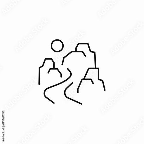 mountain river sun icon sign vector