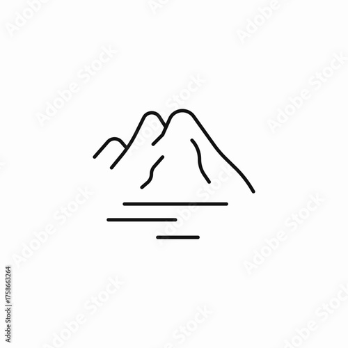 mountains water landscape icon sign vector