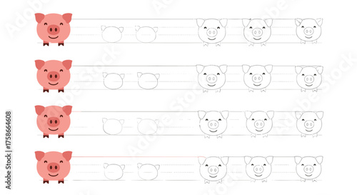 A Step by Step Guide to Drawing a Cute Pig Face.