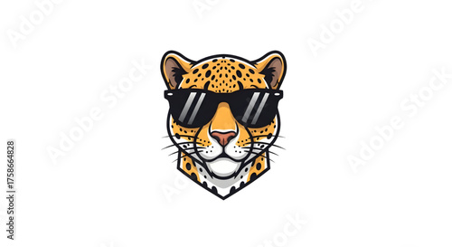 Cool cheetah wearing sunglasses, a modern and fun design, perfect for branding, apparel, or social media, adding a unique and stylish touch to any project