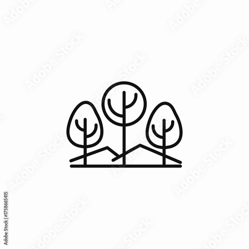 trees hills outlines icon sign vector