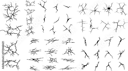 Vector Set of Cracked Wall and Broken Surface Effects for Texture and Background Design