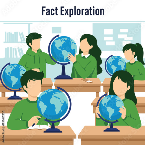 Students Engage in Fact Exploration Using Globes in a Classroom Setting