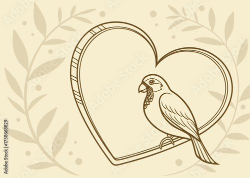 Thin gold heart frame over ivory textured background
