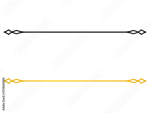 Diamond tip ornamental divider – Luxury ornamental divider in black and gold tones, ideal for luxury cards, invitations, and elegant posters.