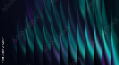 Abstract glowing lights in deep purple and teal colors flowing