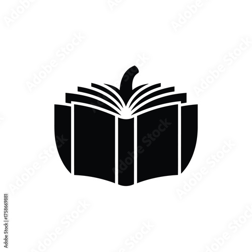 Open book silhouette with pages fanning out symbolizing knowledge and learning