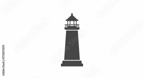 Minimalist lighthouse silhouette icon for nautical designs
