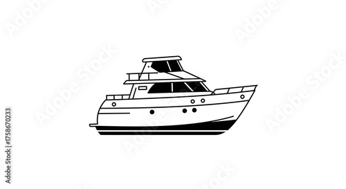 Elegant black and white yacht design in minimalist style