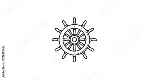 Black and white nautical ship wheel design for marine-themed projects