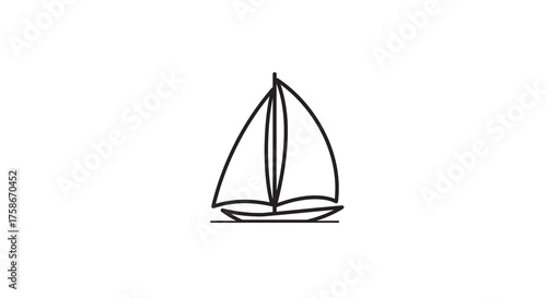 Minimalist sailboat outline art for nautical design and branding
