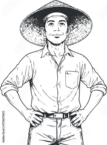 Vector illustration of an attractive looking farmer 