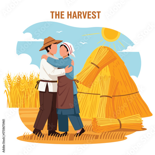 Celebrating The Abundant Harvest With Joyful Farmers Dancing Among Golden Fields Under The Summer Sun