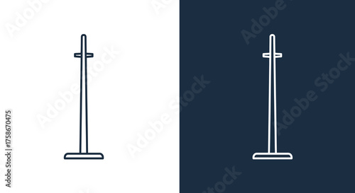 Minimalist outline of a lamp post on dual background