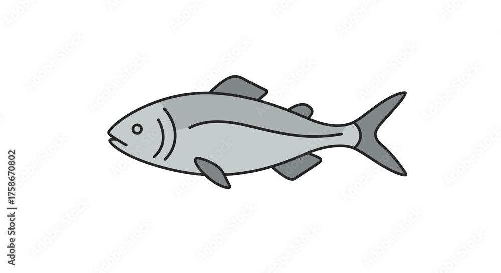 Obraz premium Simple flat design of a fish on white background