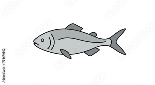 Simple flat design of a fish on white background