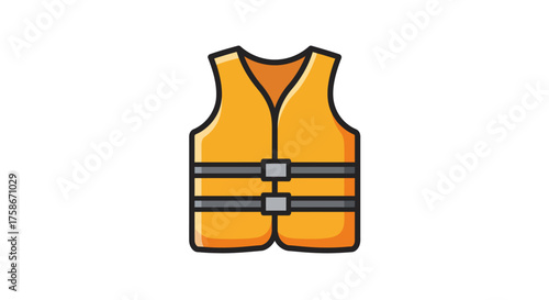 Colorful cartoon style life jacket icon for safety and water activities