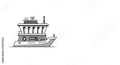 Minimalist linear yacht design with monochrome color scheme