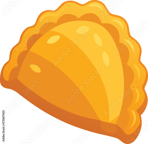 Yellow Fried Pastry with Scalloped Edge Keywords: pastry, empanada, fried, baked, dough, golden