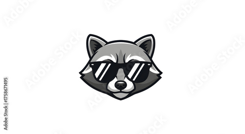 Cool raccoon cartoon character wearing sunglasses, perfect for logo design, mascot or branding with a fun and playful vibe, adding a unique touch