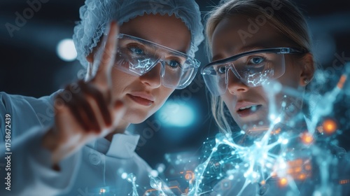 Wallpaper Mural Doctors and technicians collaborating on molecular visualization through holographic displays
 Torontodigital.ca