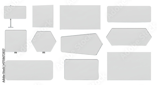 Free Download Set of white blank paper labels in various shapes and sizes isolated on white background, perfect for organization or branding projects - GFXLoad