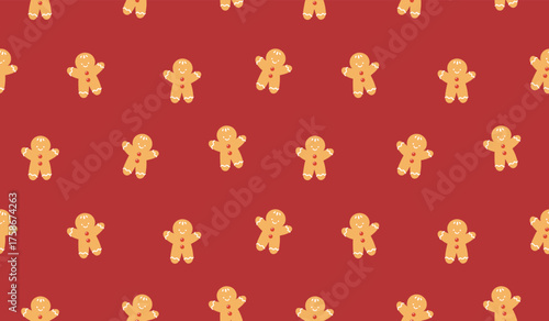 Gingerbread man christmas vector seamless pattern